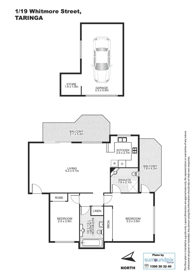 Floorplan of Homely unit listing, 1/19 Whitmore Street, Taringa QLD 4068