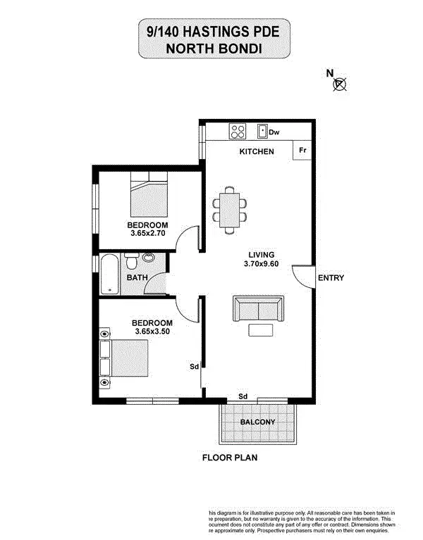 Floorplan of Homely apartment listing, 9/140 Hastings Parade, North Bondi NSW 2026