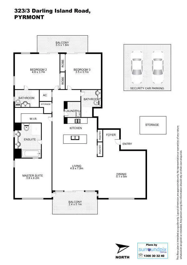 Floorplan of Homely apartment listing, 323/3 Darling Island Road, Pyrmont NSW 2009