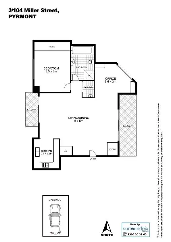 Floorplan of Homely apartment listing, 3/104 Miller Street, Pyrmont NSW 2009