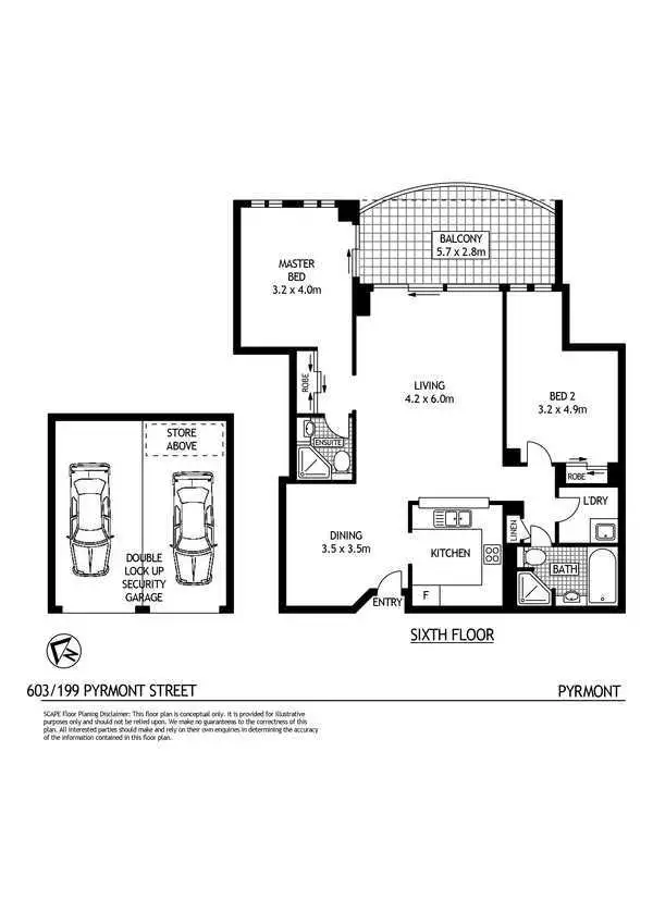 Floorplan of Homely apartment listing, 603/199 Pyrmont Street, Pyrmont NSW 2009