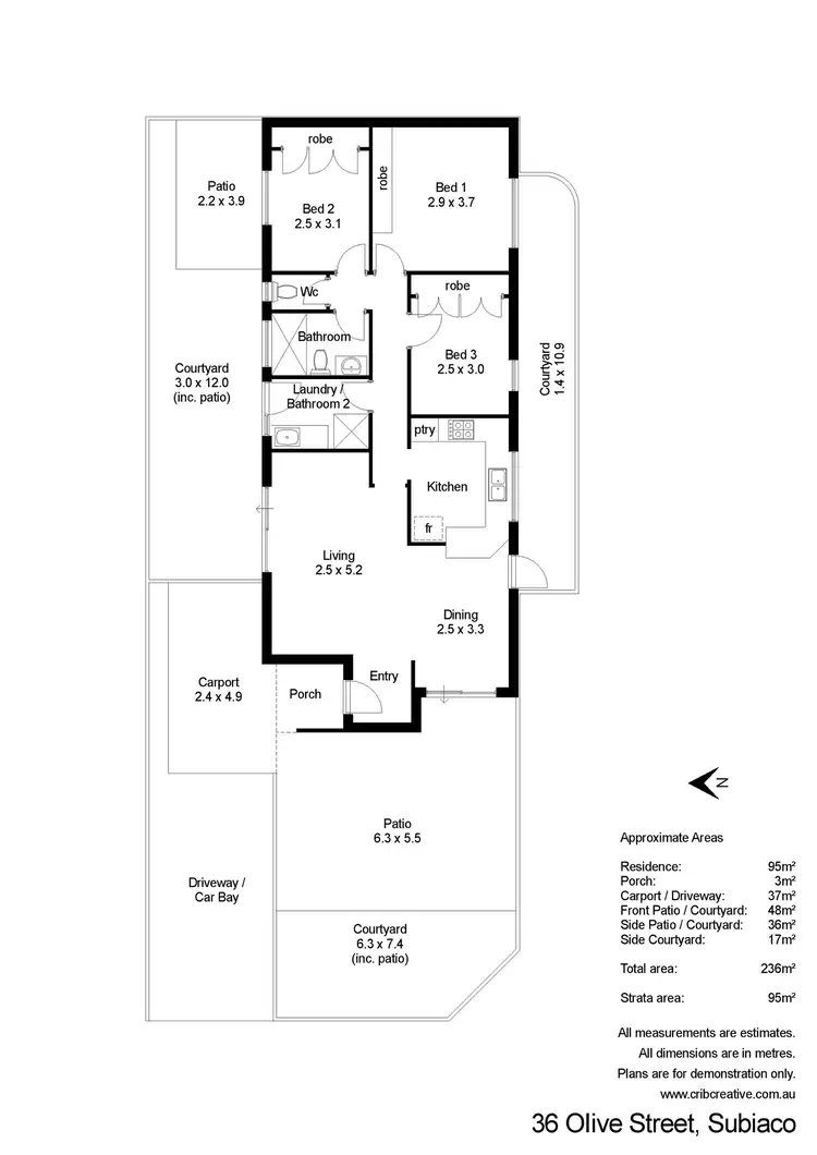 Floorplan of Homely semi-detached listing, 36 Olive Street, Subiaco WA 6008