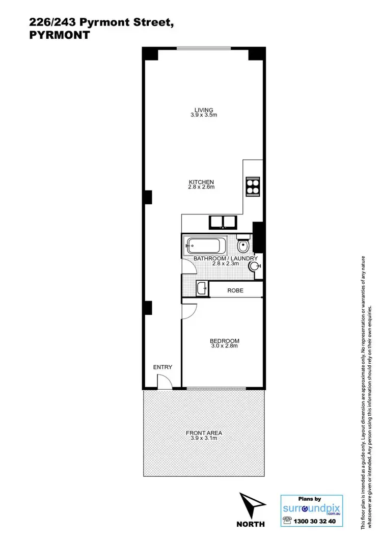 Floorplan of Homely apartment listing, 226/243 Pyrmont Street, Pyrmont NSW 2009