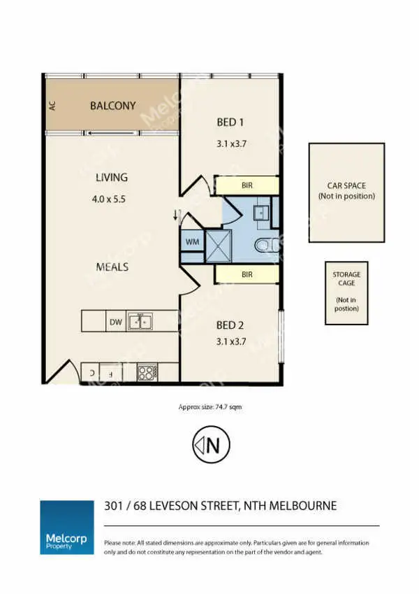 Floorplan of Homely apartment listing, 301/68 Leveson Street, North Melbourne VIC 3051