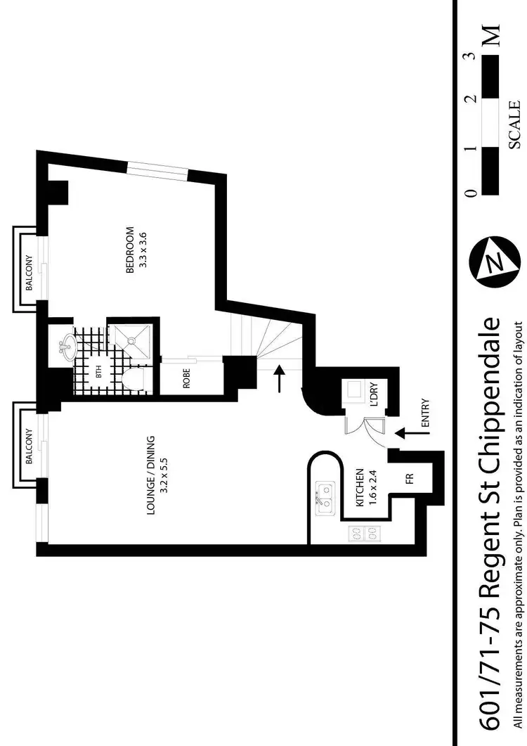 Floorplan of Homely apartment listing, 601/71-75 Regent Street, Chippendale NSW 2008