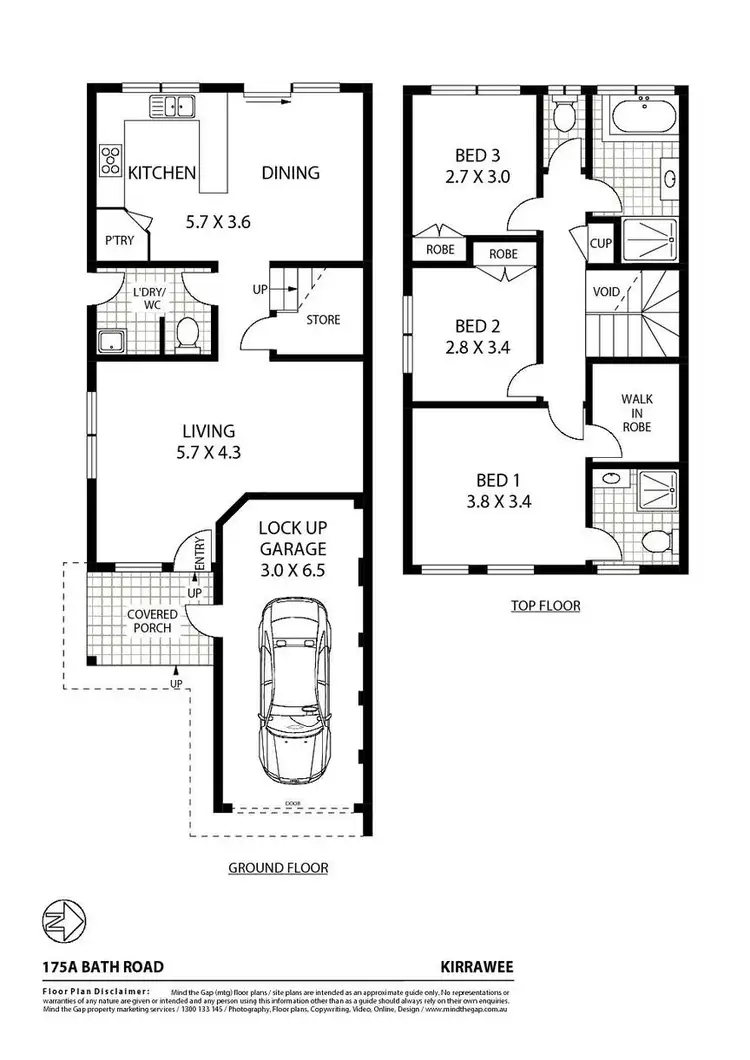 Floorplan of Homely semi-detached listing, 175a Bath Road, Kirrawee NSW 2232