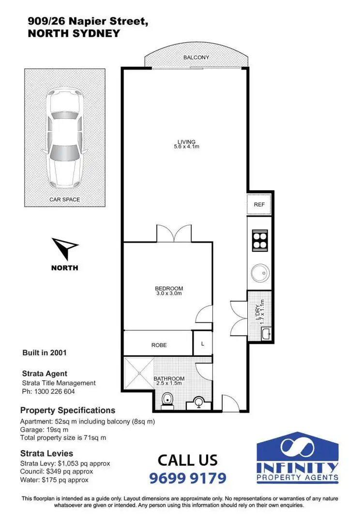 Floorplan of Homely apartment listing, 909/26 Napier Street, North Sydney NSW 2060