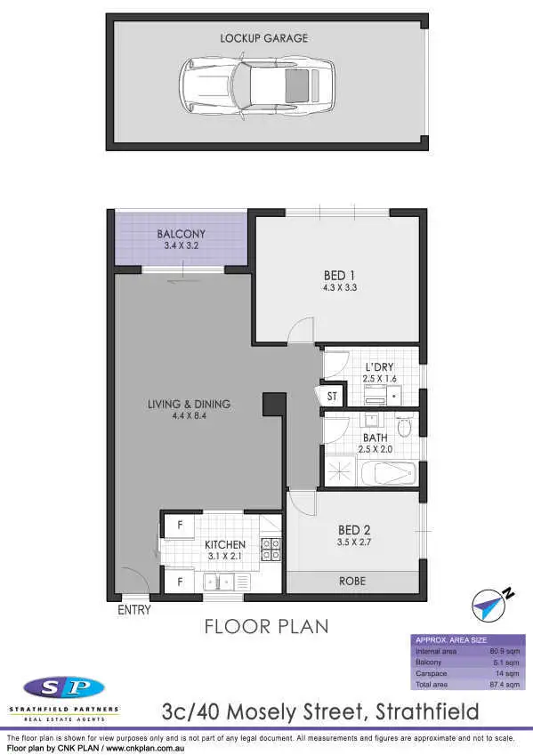 Floorplan of Homely apartment listing, 3c/40 Mosely Street, Strathfield NSW 2135