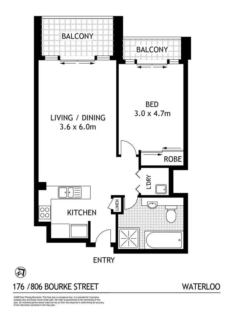 Floorplan of Homely apartment listing, 176/806 Bourke Street, Waterloo NSW 2017