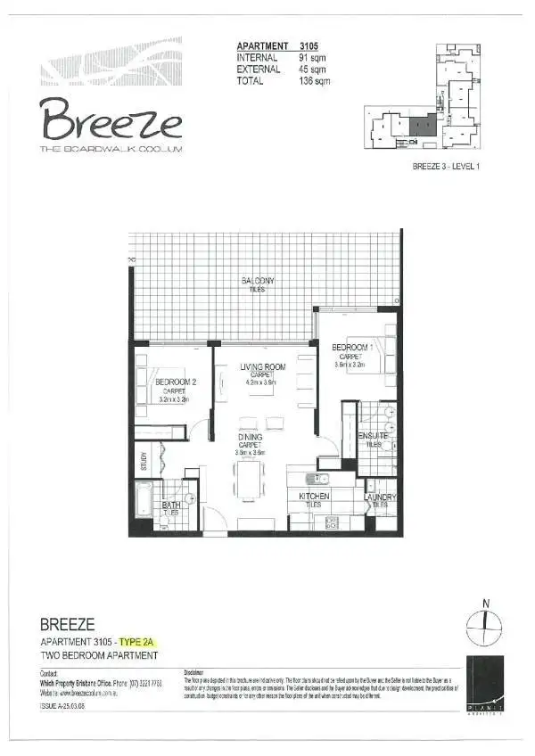 Floorplan of Homely unit listing, 3105/27 Boardwalk Boulevard, Mount Coolum QLD 4573