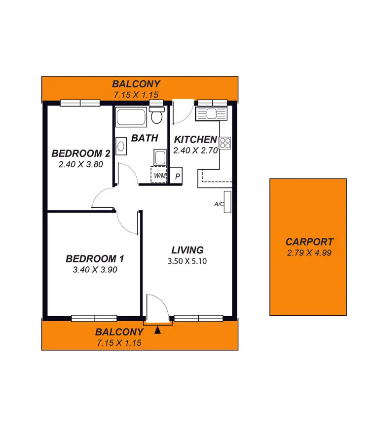 Floorplan of Homely unit listing, 7/1a Darebin Street, Mile End SA 5031