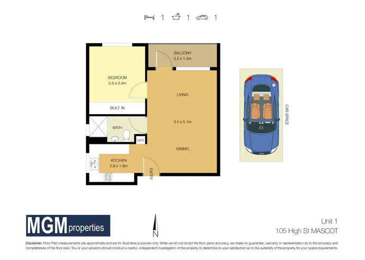 Floorplan of Homely apartment listing, 1/105 High Street, Mascot NSW 2020