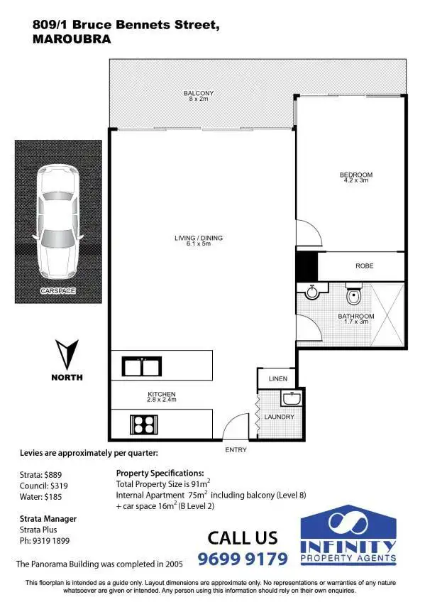 Floorplan of Homely apartment listing, 809/1 Bruce Bennetts Place, Maroubra NSW 2035
