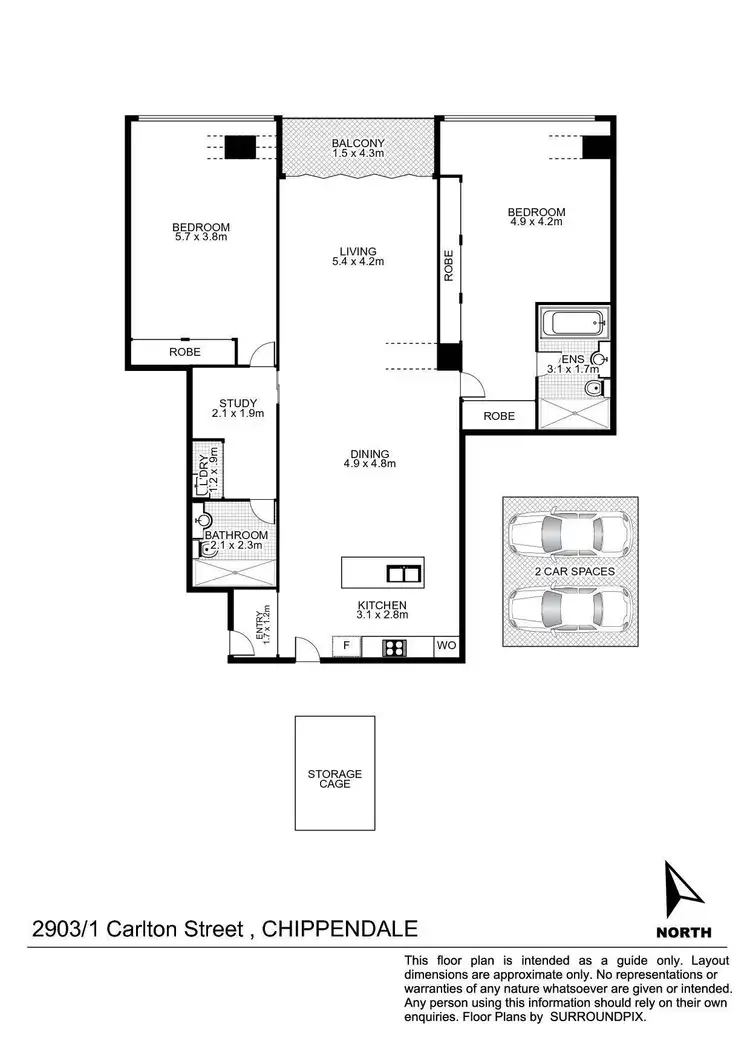 Floorplan of Homely apartment listing, 2903/1 Carlton Street, Chippendale NSW 2008