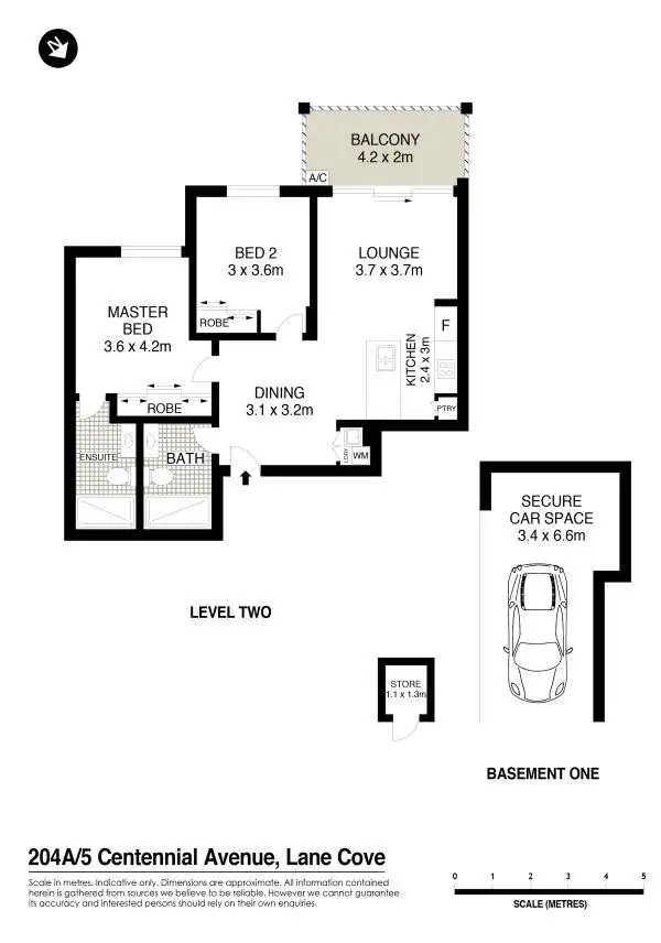 Floorplan of Homely apartment listing, 204a/5 Centennial Avenue, Lane Cove NSW 2066