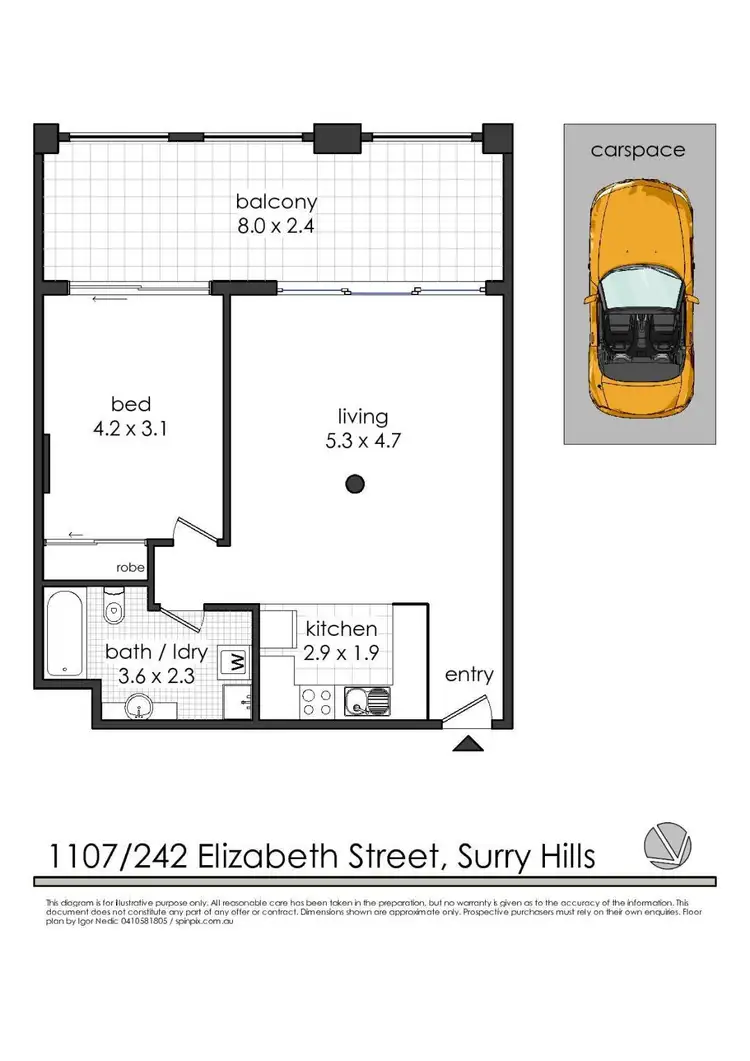 Floorplan of Homely apartment listing, 1107/242 Elizabeth Street, Surry Hills NSW 2010