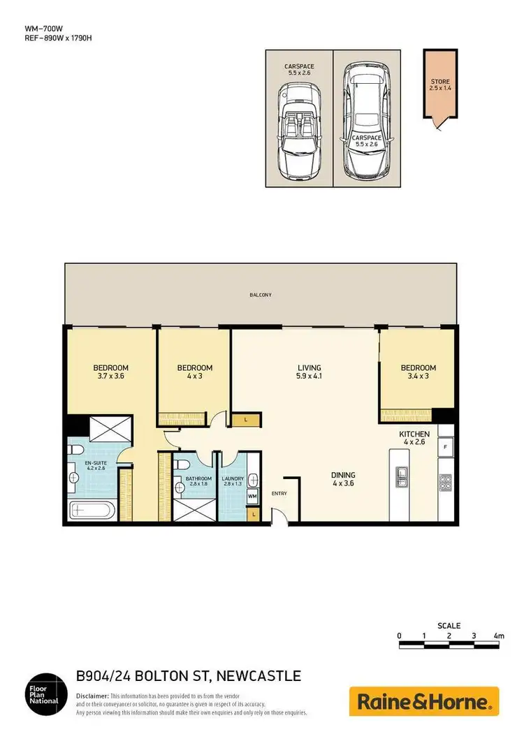 Floorplan of Homely apartment listing, B904/24 Bolton Street, Newcastle NSW 2300