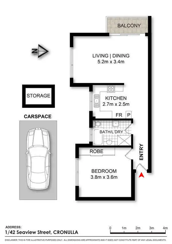 Floorplan of Homely unit listing, 1/42 Seaview Street, Cronulla NSW 2230