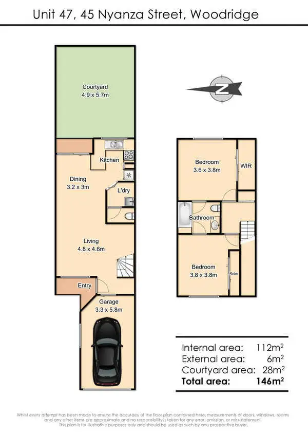 Floorplan of Homely townhouse listing, 47/45 Nyanza Street, Woodridge QLD 4114
