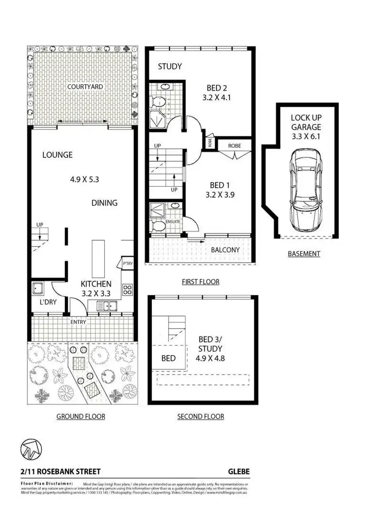 Floorplan of Homely townhouse listing, 2/11 Rosebank Street, Glebe NSW 2037