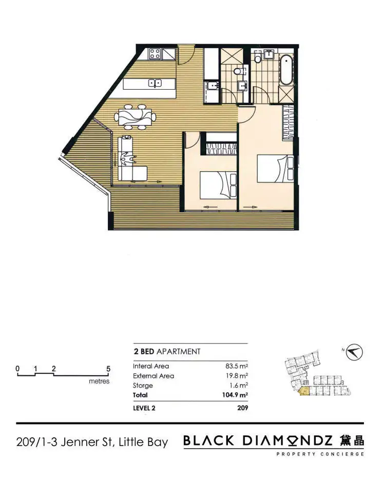 Floorplan of Homely unit listing, Level 2/209/1-3 Jenner Street, Little Bay NSW 2036