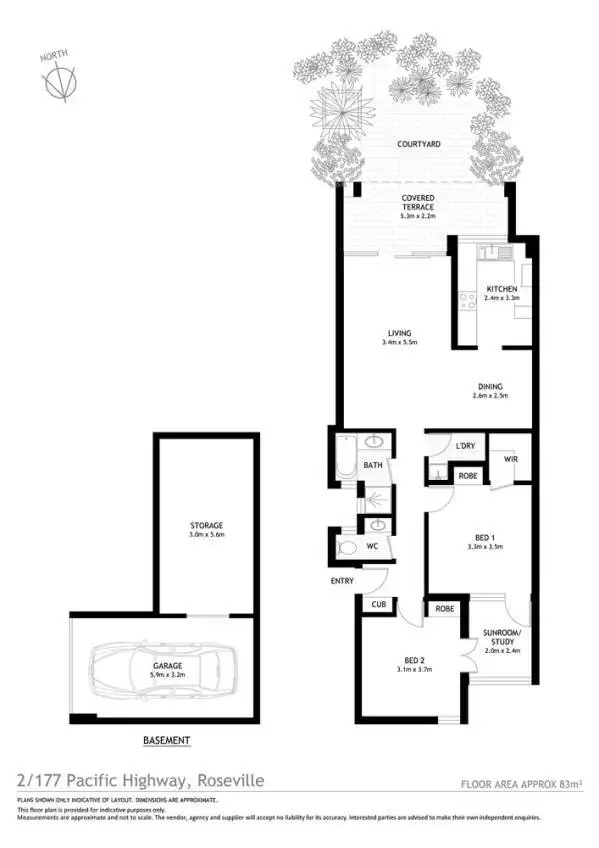 Floorplan of Homely unit listing, 2/177 Pacific Highway, Roseville NSW 2069