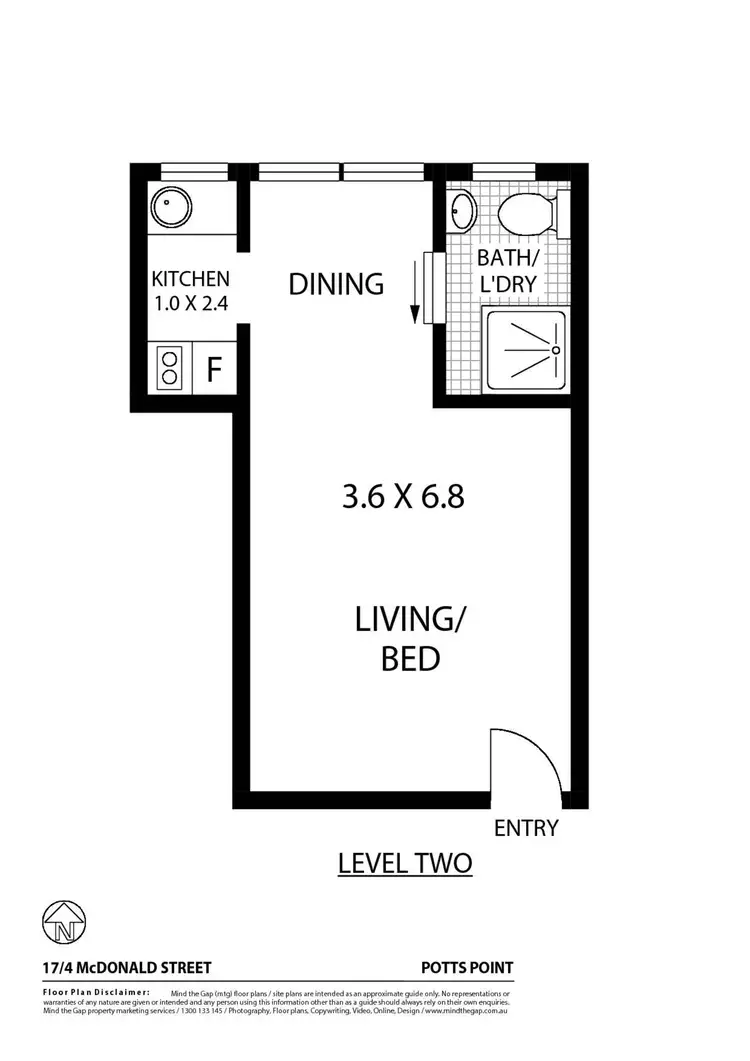 Floorplan of Homely studio listing, 17/4 McDonald Avenue, Potts Point NSW 2011