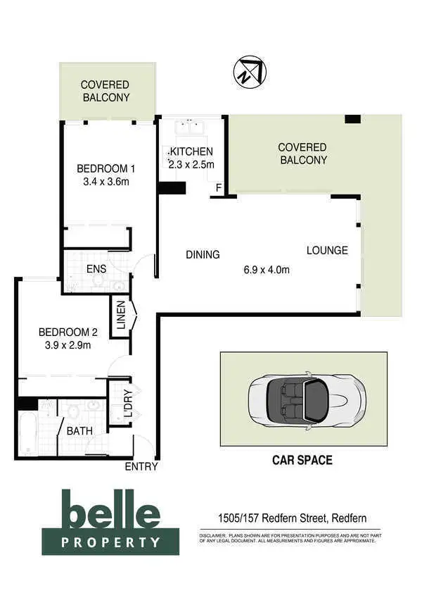 Floorplan of Homely apartment listing, 1505/157 Redfern Street, Redfern NSW 2016