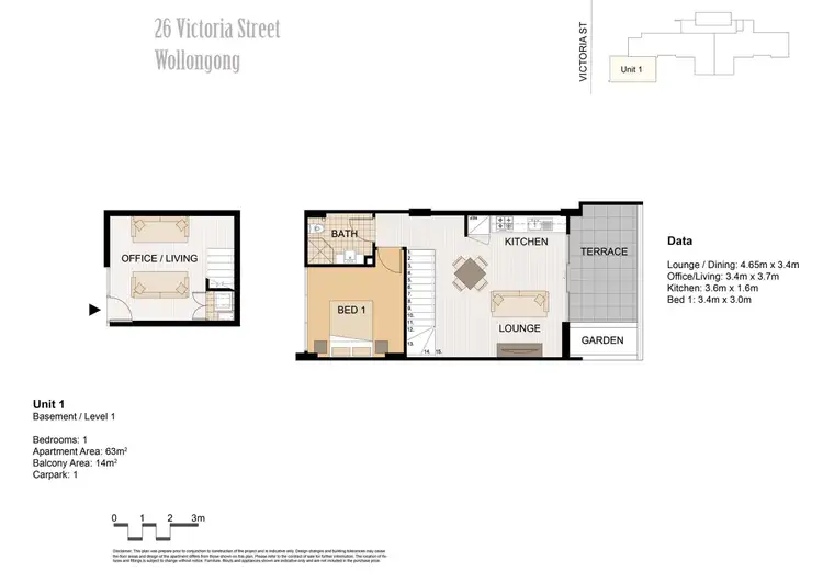 Floorplan of Homely unit listing, 1/26 Victoria Street, Wollongong NSW 2500