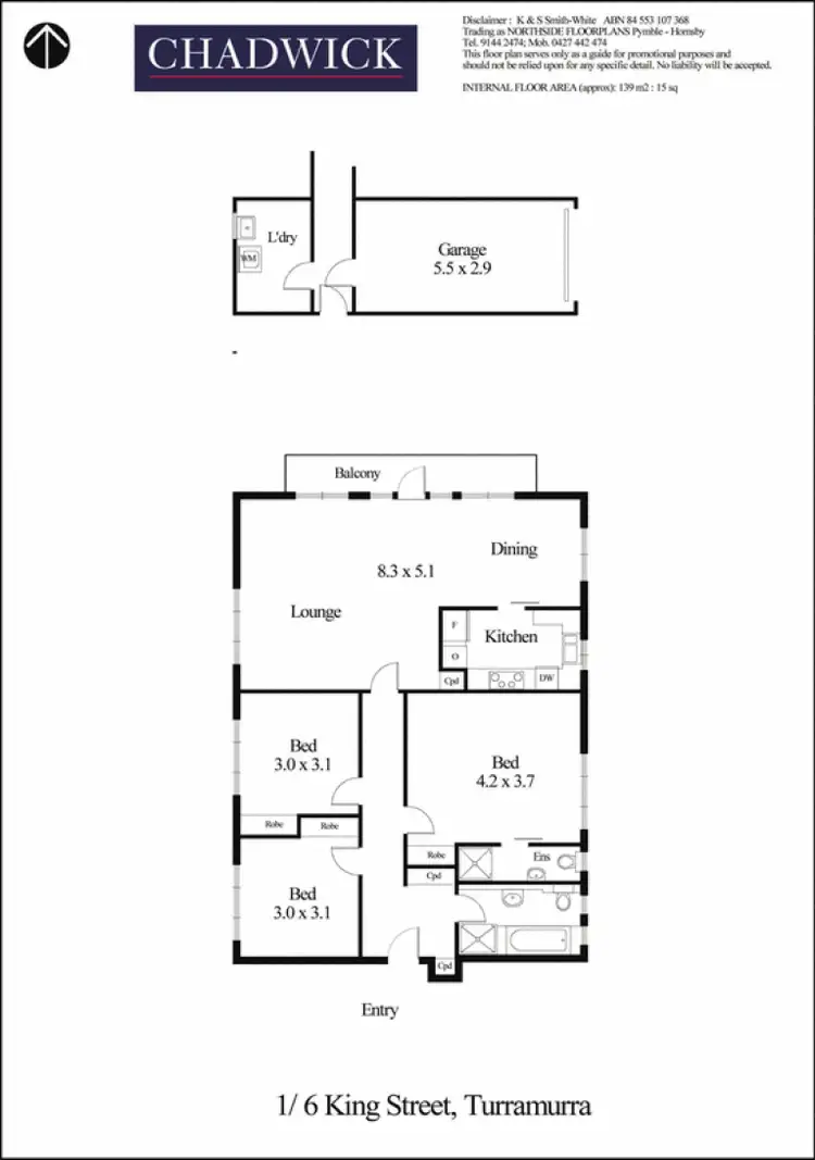 Floorplan of Homely unit listing, 1/6 King Street, Turramurra NSW 2074