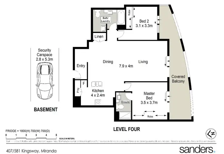 Floorplan of Homely apartment listing, 407/581-587 Kingsway, Miranda NSW 2228