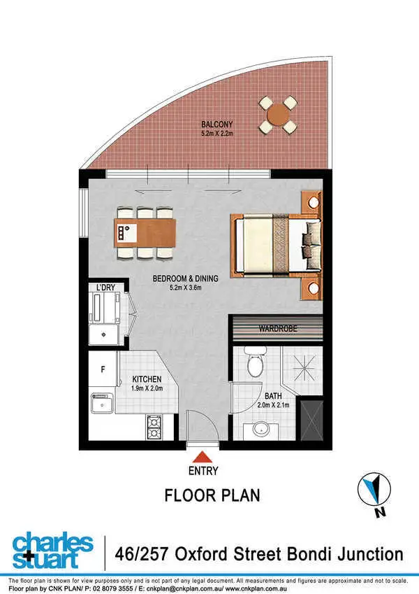 Floorplan of Homely studio listing, 46/257 Oxford Street, Bondi Junction NSW 2022
