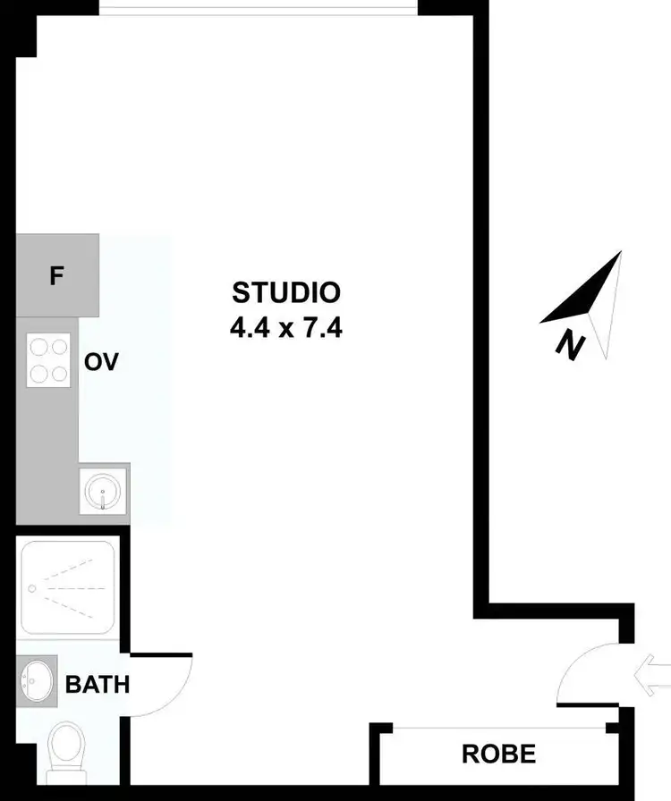 Floorplan of Homely studio listing, 3/118 Redfern Street, Redfern NSW 2016