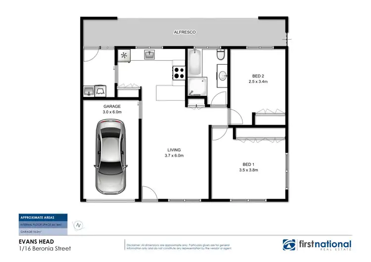 Floorplan of Homely unit listing, 1/16 Beronia Street, Evans Head NSW 2473