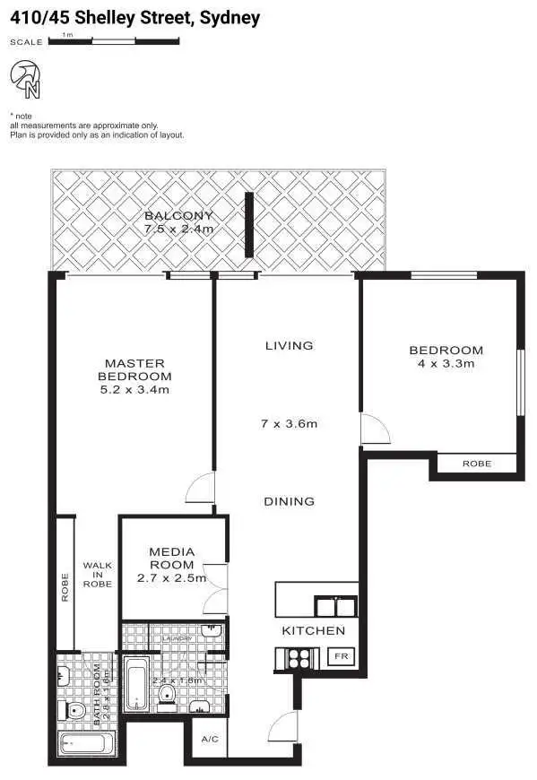 Floorplan of Homely apartment listing, 410/45 Shelley Street, Sydney NSW 2000