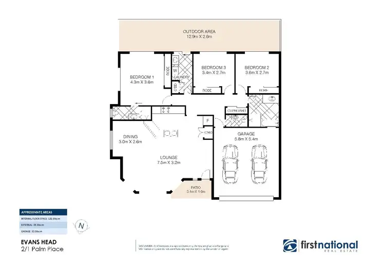 Floorplan of Homely semi-detached listing, 2/1 Palm Place, Evans Head NSW 2473