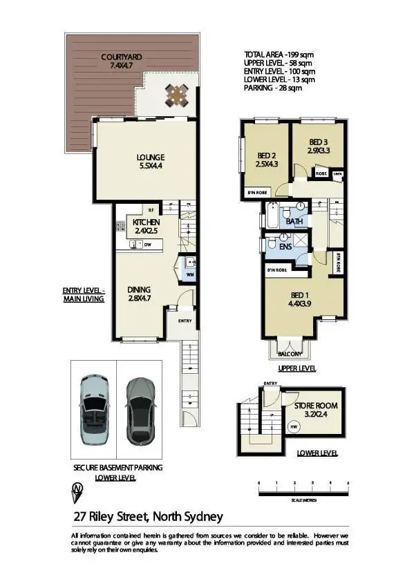 Floorplan of Homely townhouse listing, 27 Riley Street, North Sydney NSW 2060