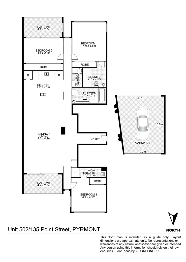 Floorplan of Homely apartment listing, 502/135 Point Street, Pyrmont NSW 2009