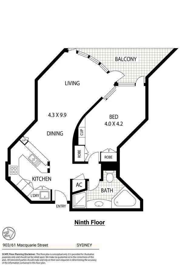 Floorplan of Homely apartment listing, 903/61 Macquarie Street, Sydney NSW 2000