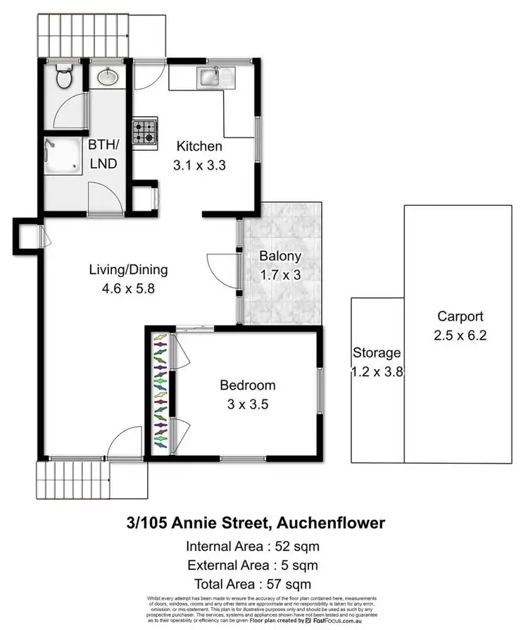 Floorplan of Homely unit listing, 3/105 Annie Street, Auchenflower QLD 4066