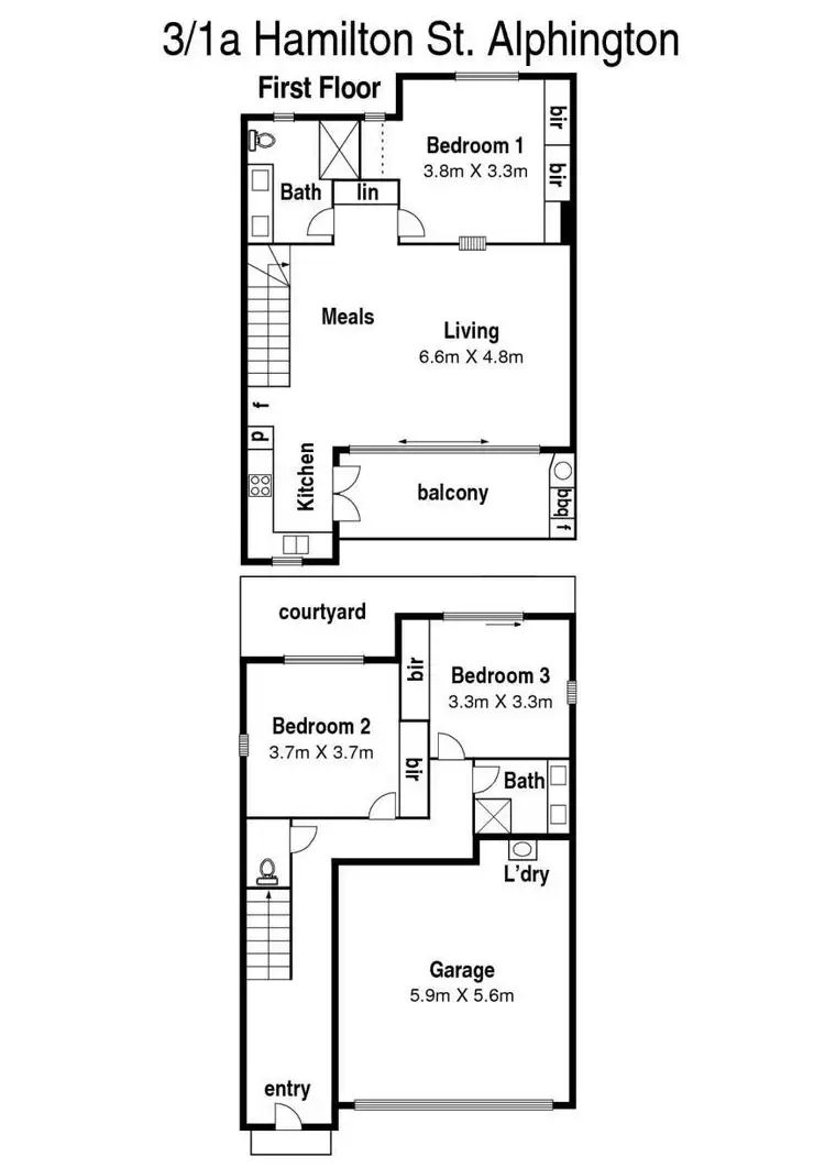 Floorplan of Homely townhouse listing, 3/1A Hamilton Street, Alphington VIC 3078