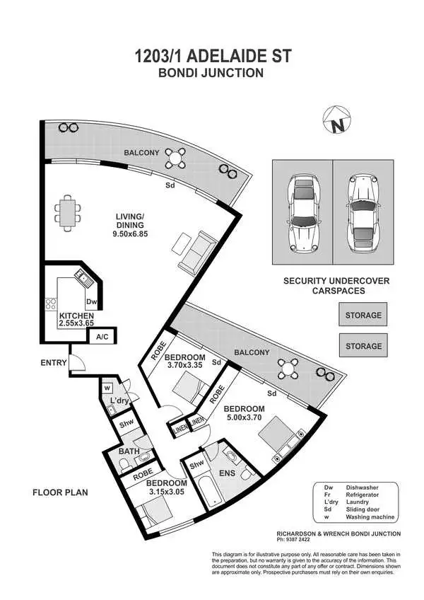 Floorplan of Homely apartment listing, 1203/1 Adelaide Street, Bondi Junction NSW 2022