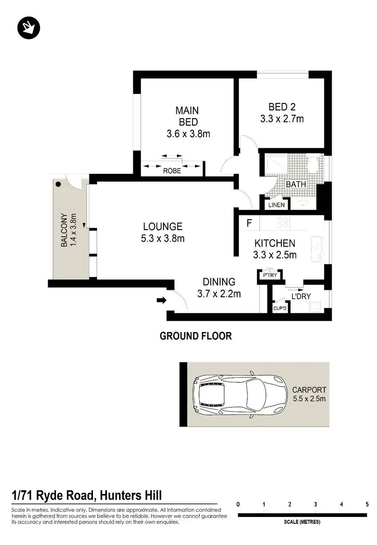 Floorplan of Homely apartment listing, 1/71 Ryde Road, Hunters Hill NSW 2110