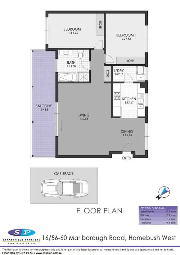 Floorplan of Homely apartment listing, 16/56 Marlborough Road, Homebush West NSW 2140