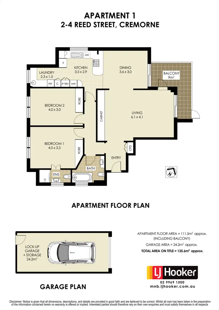Floorplan of Homely unit listing, 1/2-4 Reed Street, Cremorne NSW 2090