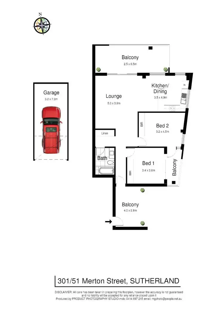 Floorplan of Homely unit listing, 301/51 Merton Street, Sutherland NSW 2232