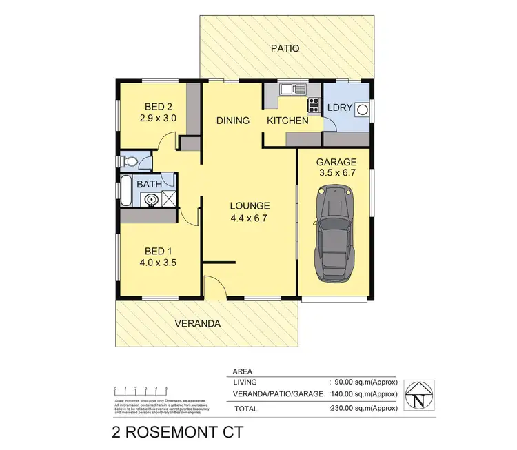 Floorplan of Homely townhouse listing, 2 Rosemont Court, Wodonga VIC 3690