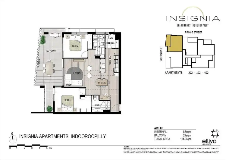 Floorplan of Homely unit listing, Level 4/402/30 -32 York Street, Indooroopilly QLD 4068