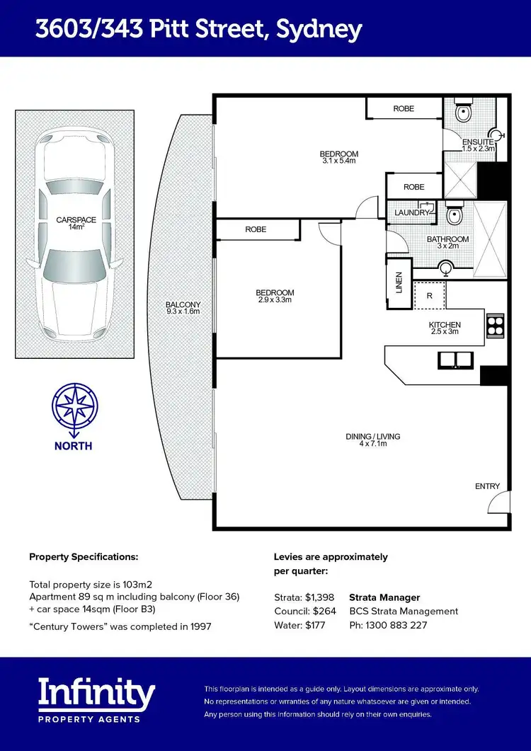 Floorplan of Homely apartment listing, Level 36/3603/343 Pitt Street, Sydney NSW 2000