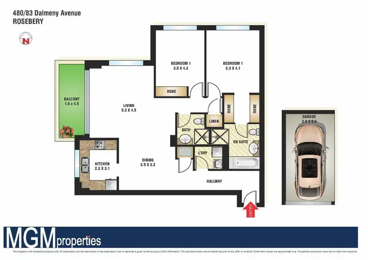 Floorplan of Homely apartment listing, 480/83-93 Dalmeny Avenue, Rosebery NSW 2018